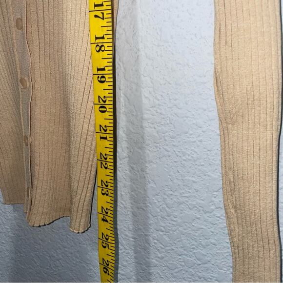 VINCE Ribbed Collared Polo Style Knit Fitted Cardigan Sweater Top L NWT - Picture 8 of 9
